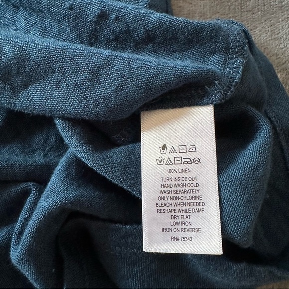 TAHARI Linen Lake Blue Sleeveless Asymmetrical Tank Top - Picture 8 of 11